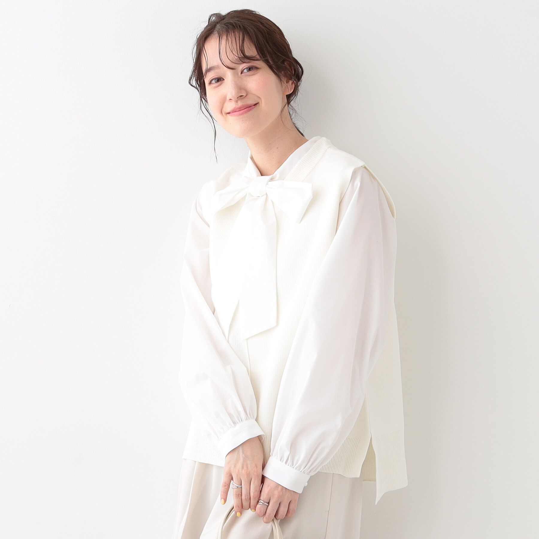 SHOO･LA･RUE「【S-LL/2点セット】着回し自在 ニットベスト＋フレアブラウス」|その他|