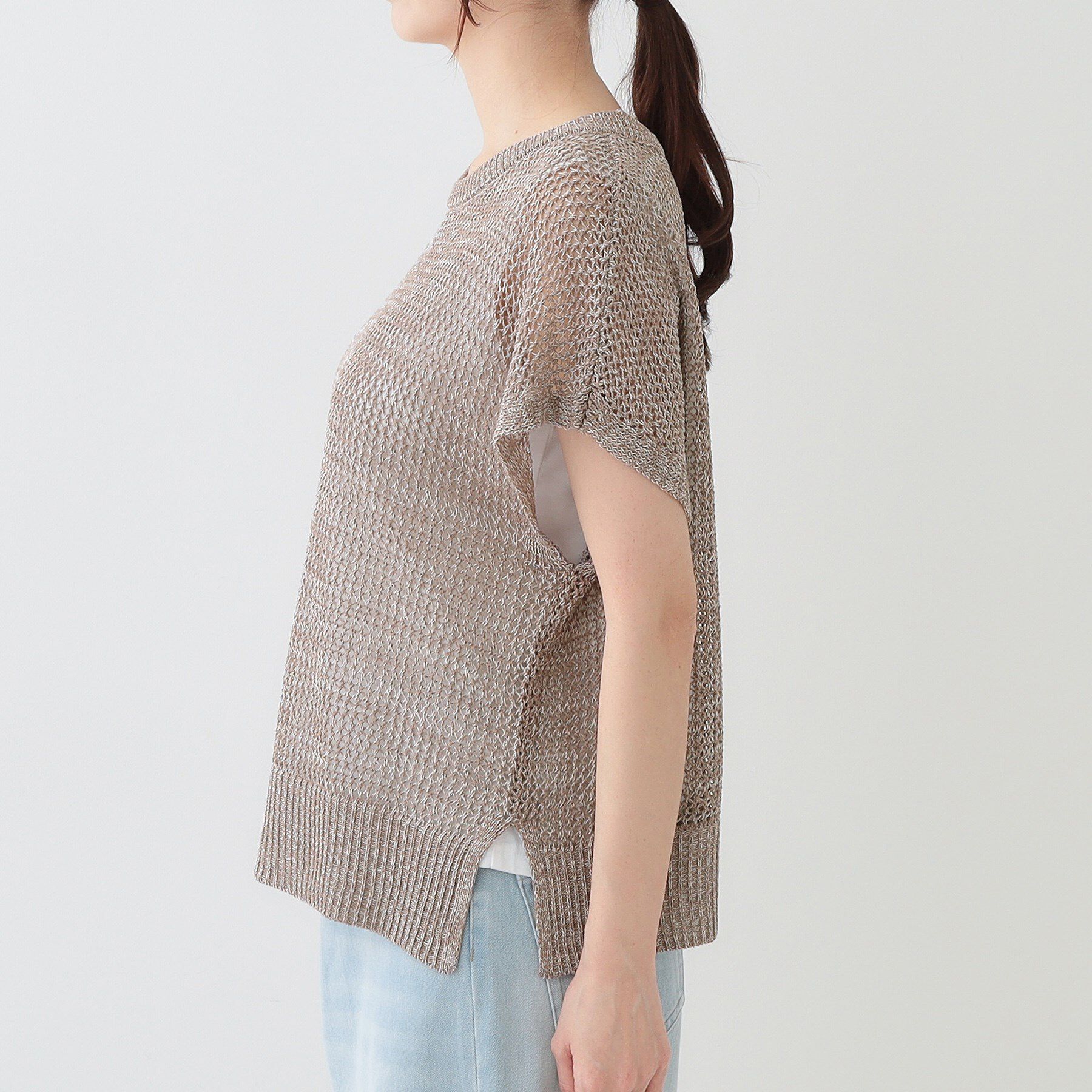 SHOO･LA･RUE「【S-LL/2点セット】大人ナチュラルな メッシュ編みニット+タンクトップ」|その他|