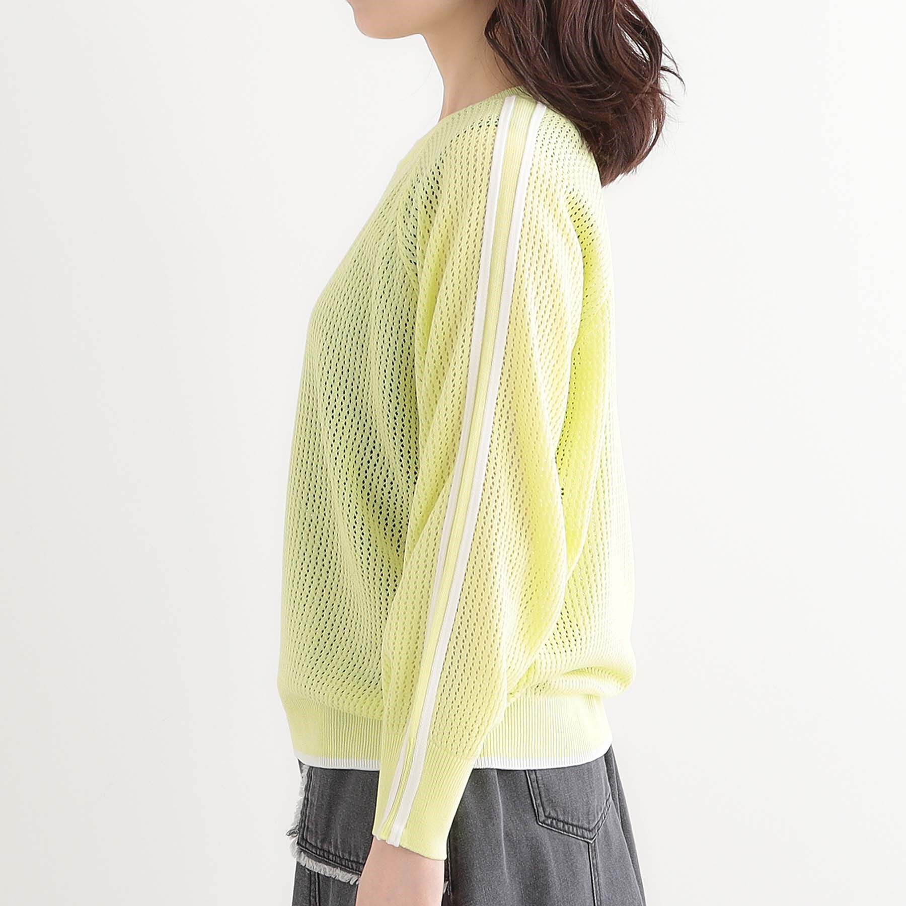 SHOO･LA･RUE「麻タッチメッシュラインニット」|ニット・セーター|