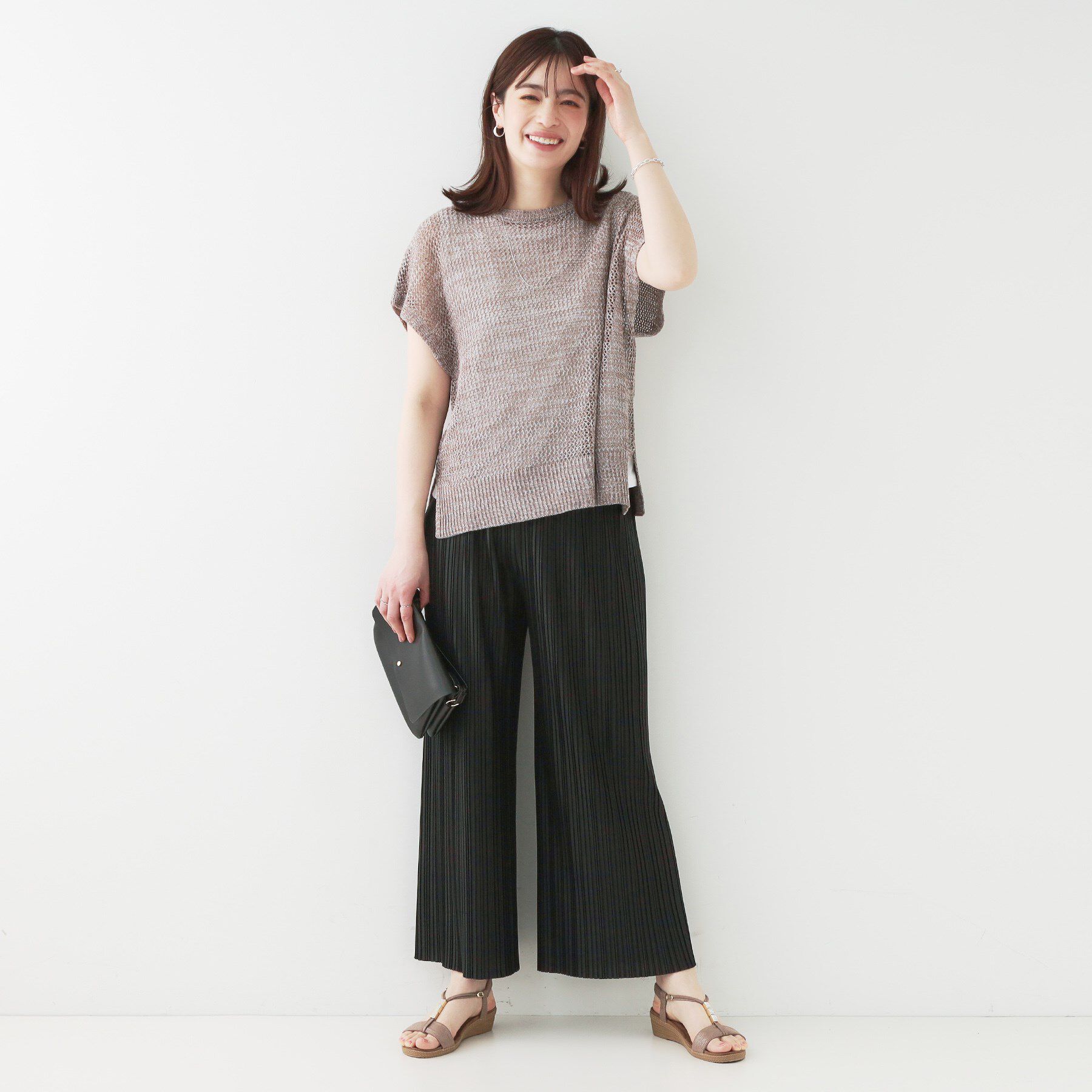 SHOO･LA･RUE「【洗える】楽してほっそり見え カットプリーツパンツ」|その他|