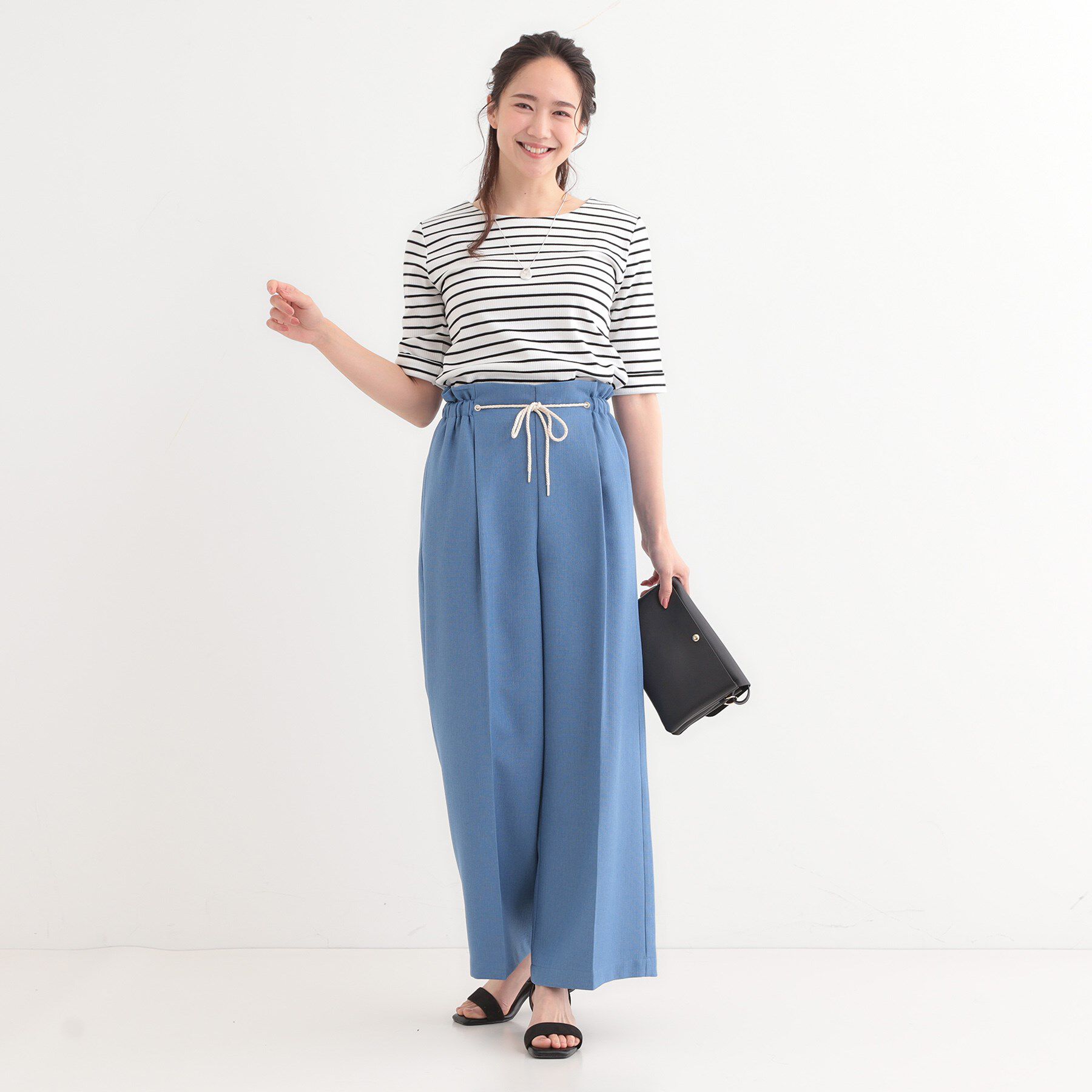 SHOO･LA･RUE「【S-LL】1枚でもインナーでも テレコ5分袖トップス」|Tシャツ・カットソー|