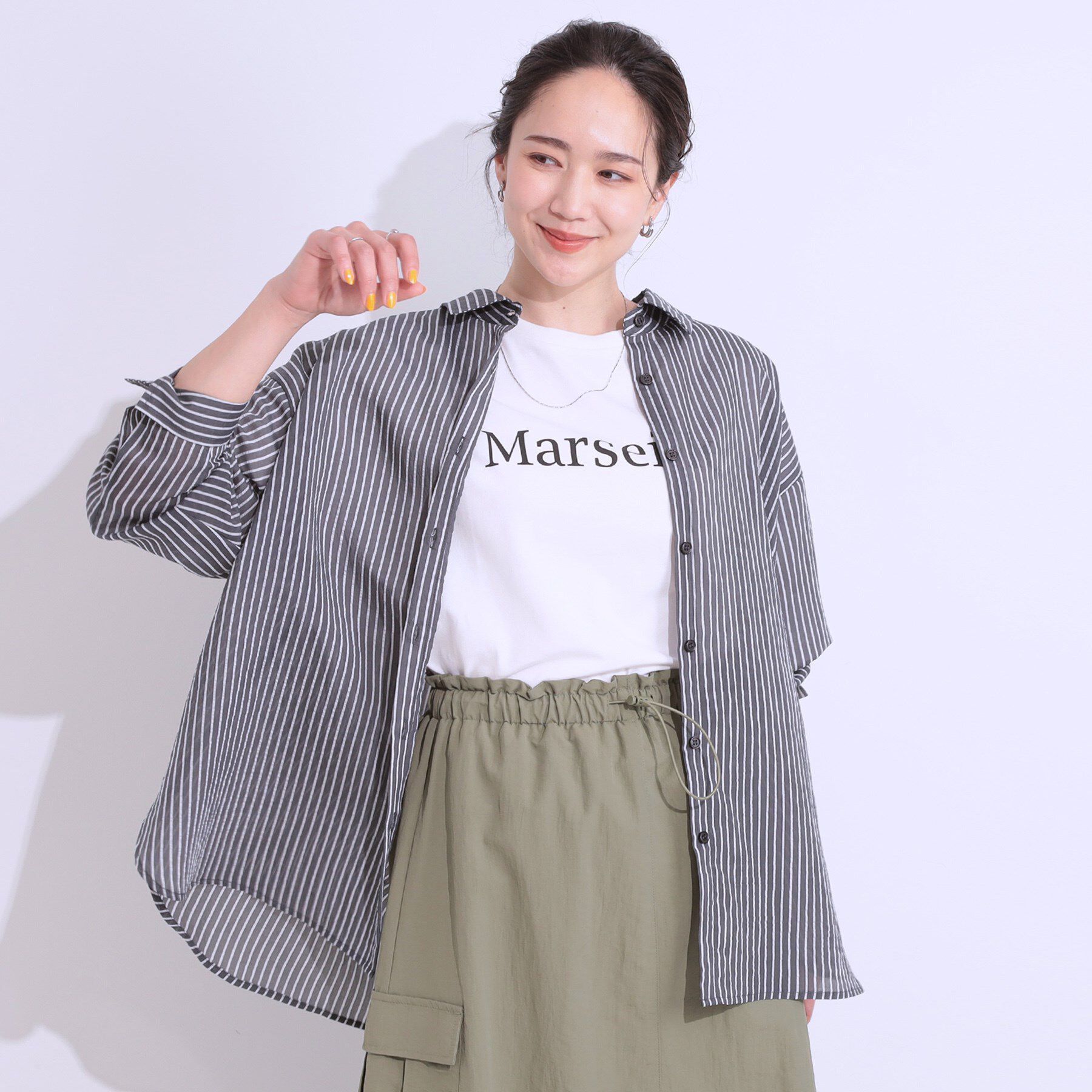 SHOO･LA･RUE「大人の抜け感コーデに シアーストライプ BIGシャツ」|シャツ・ブラウス|