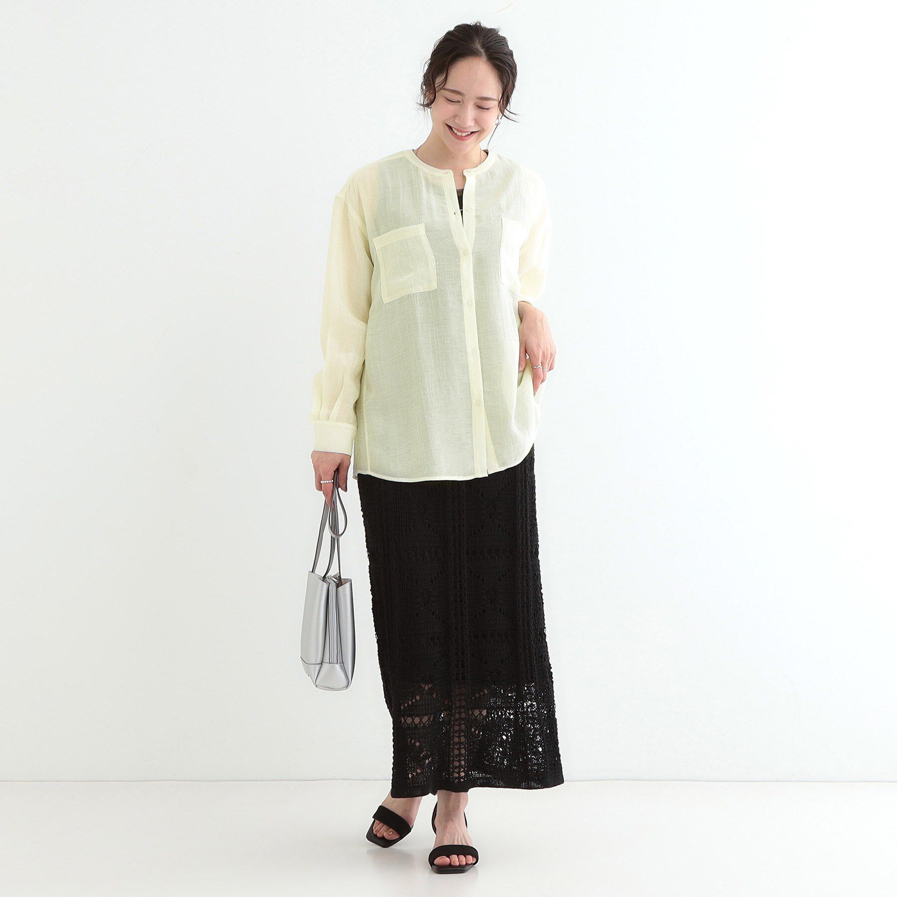 SHOO･LA･RUE「【高レビュー】大人のシアー感 バンドカラーシャツ」|シャツ・ブラウス|