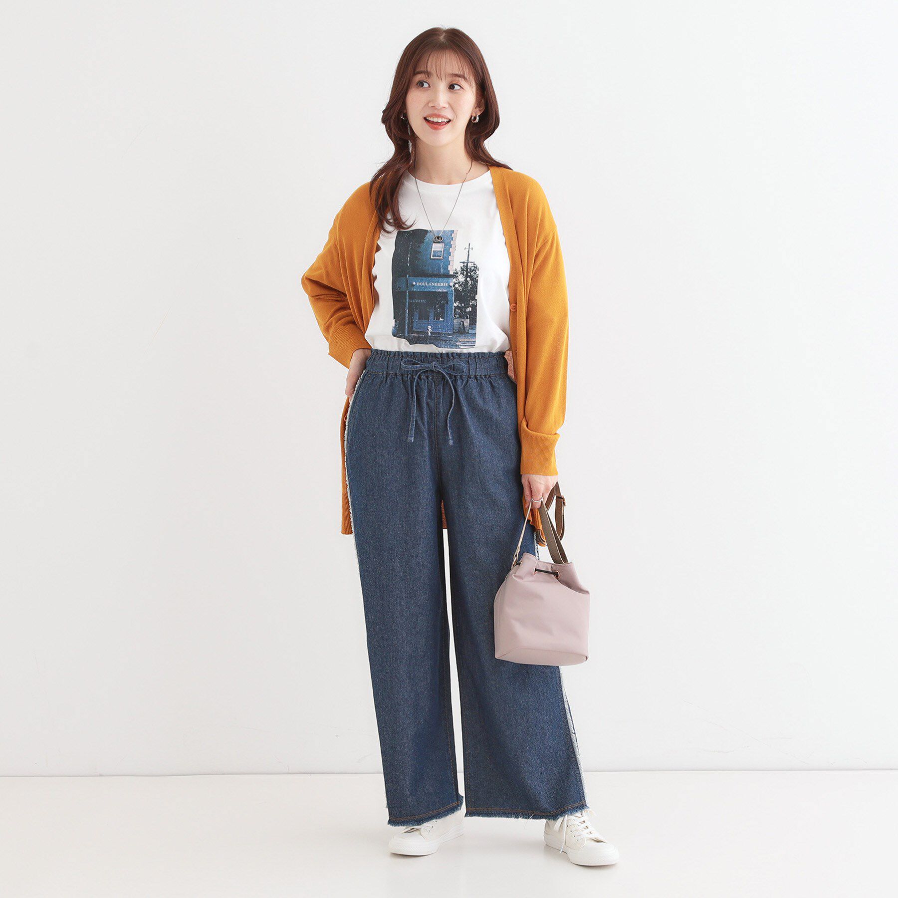 SHOO･LA･RUE「【S-LL】フリンジイージーデニムパンツ」|デニム|