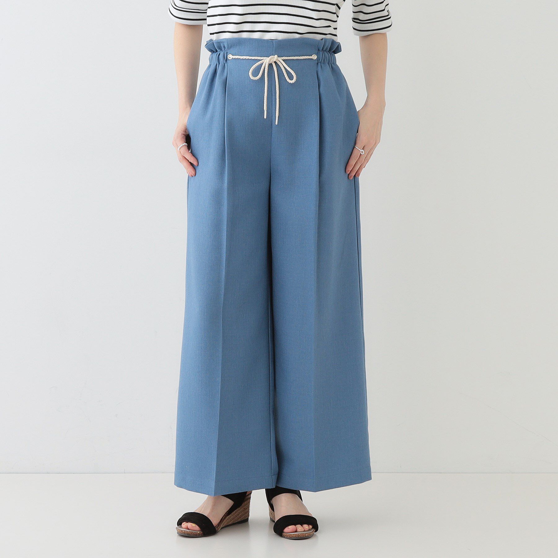 SHOO･LA･RUE「【S-LL】きれいにスタイルアップ ロープ紐使いワイドパンツ」|その他|