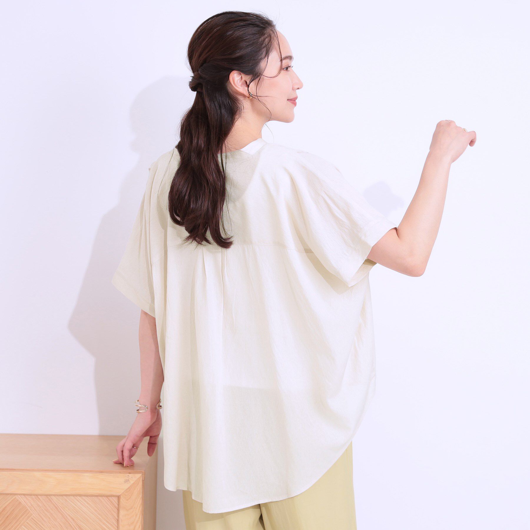 SHOO･LA･RUE「【S-LL/セットアップ可】大人のシアー感 バンドカラーブラウス」|シャツ・ブラウス|