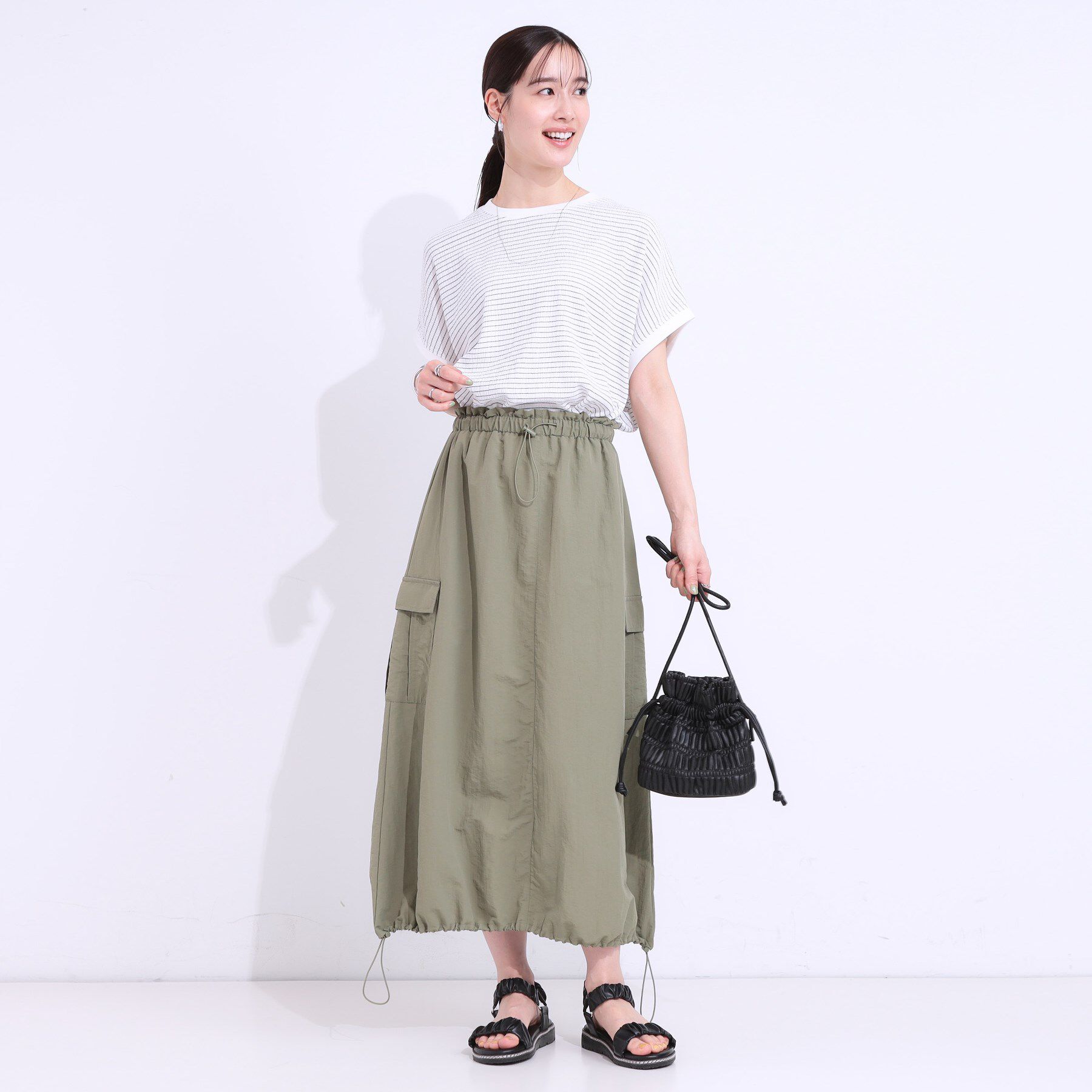 SHOO･LA･RUE「【洗える】ぽこぽこフレンチスリーブTシャツ」|Tシャツ・カットソー|