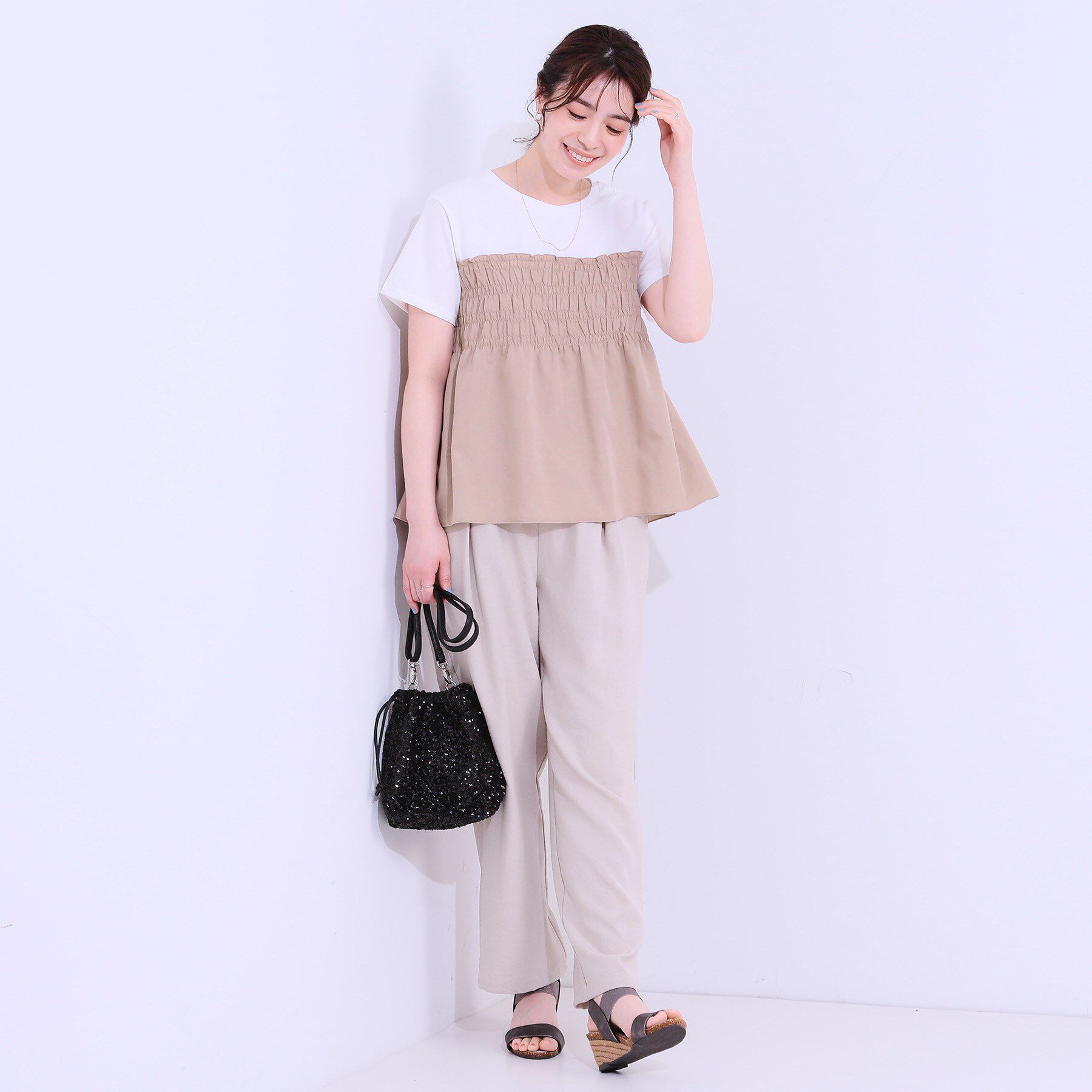 SHOO･LA･RUE「【洗える/S-LL】大人に似合う ビスチェ風ドッキングトップス」|Tシャツ・カットソー|