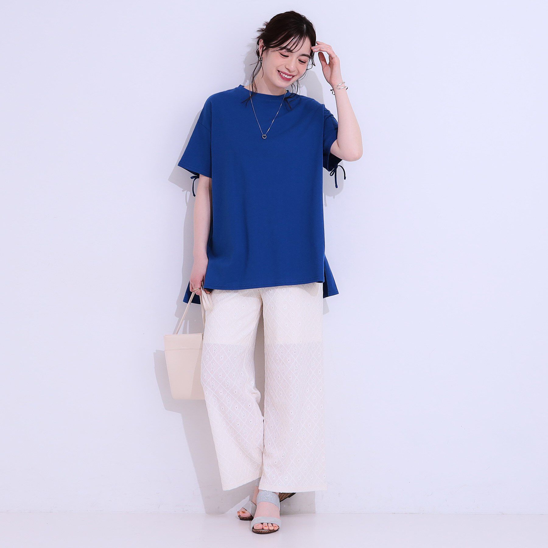 SHOO･LA･RUE「ヒップが隠せる バックシャーリング チュニックTシャツ」|チュニック|