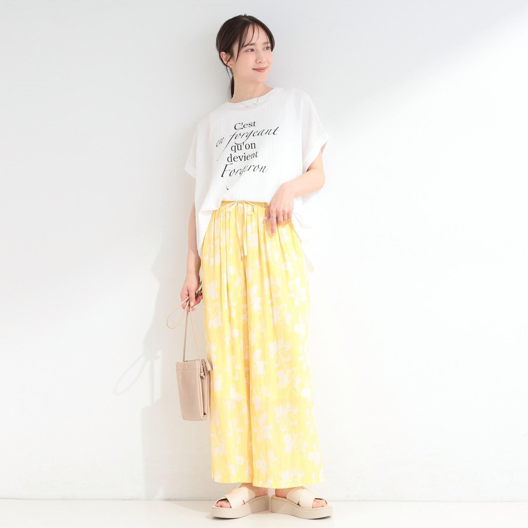 SHOO･LA･RUE「【選べる4柄/洗濯機可/S-LL】脚のラインを拾いにくい サテンイージーワイドパンツ」|その他|