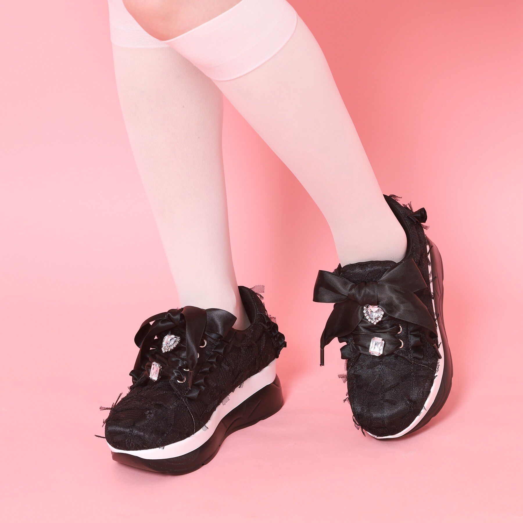 csT&P「厚底ガーリーリボンレーススニーカー」|スニーカー|