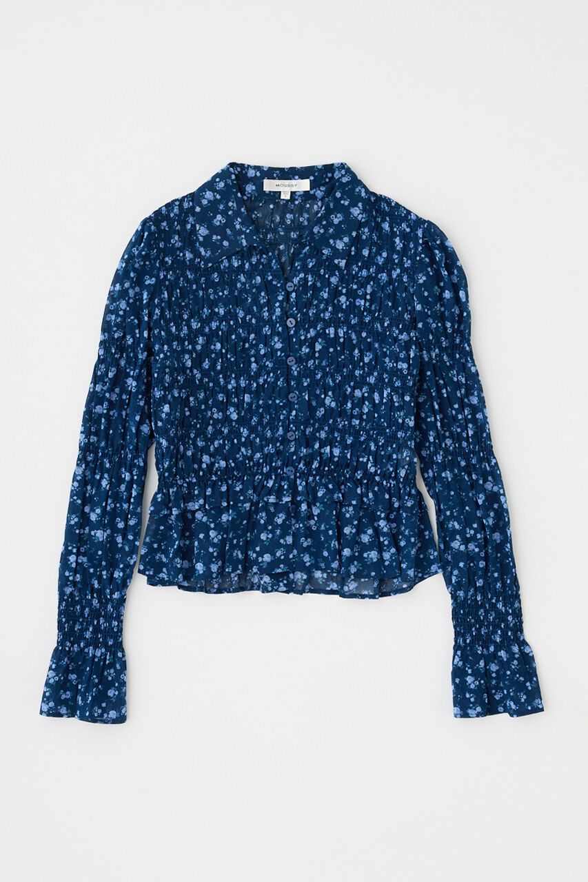 MOUSSY「SHIRRING FLORAL フィットシャツ」|シャツ・ブラウス|