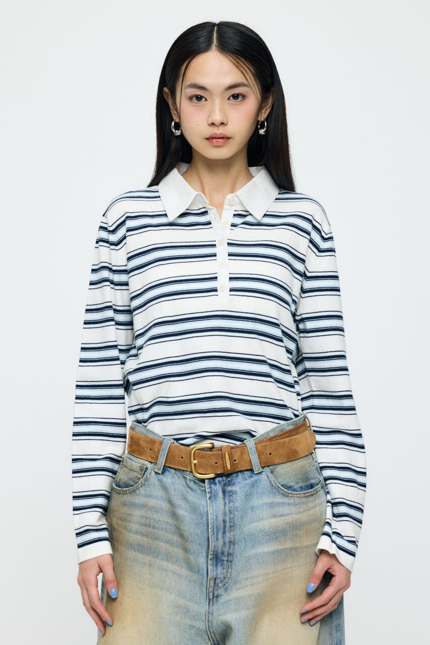 MOUSSY「BORDER POLO KNIT TEE」|ニット・セーター|