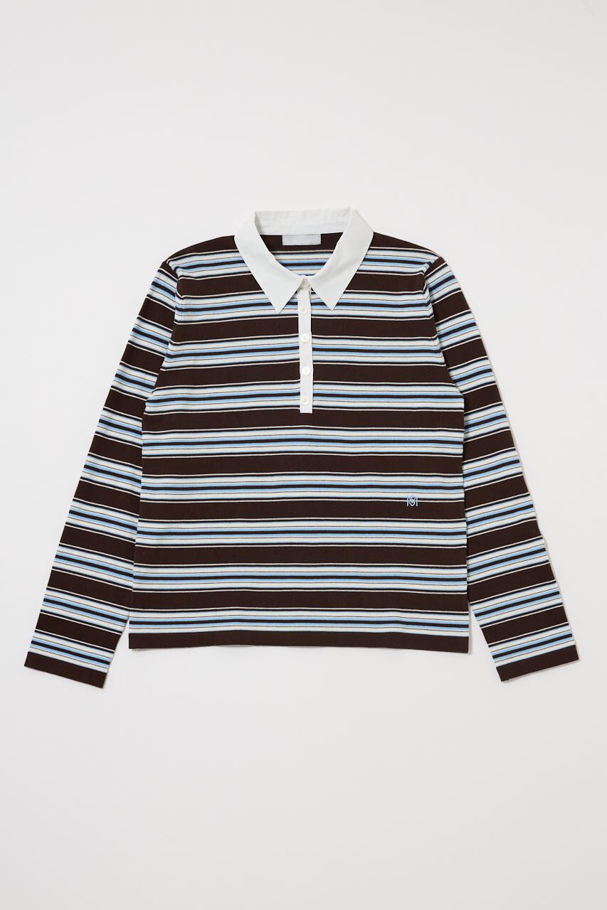 MOUSSY「BORDER POLO KNIT TEE」|ニット・セーター|BRN