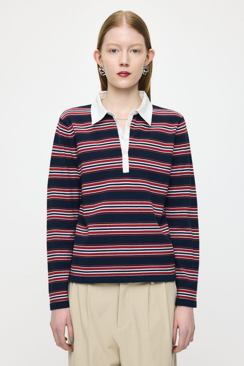 MOUSSY「BORDER POLO KNIT TEE」|ニット・セーター|