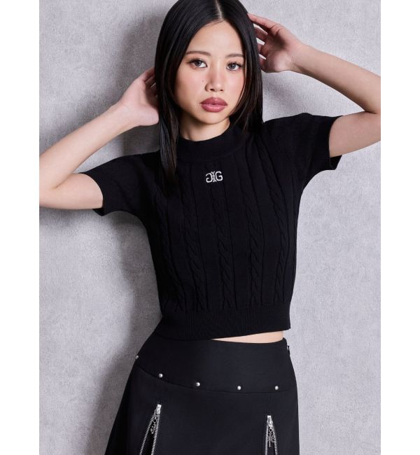 GYDA「Symmetry GYDAケーブルニットTOPS」|ニット・セーター|ブラック