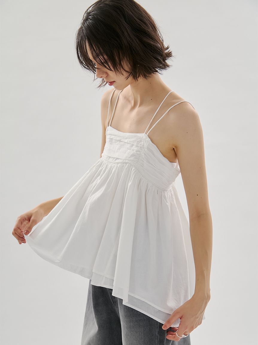 emmi atelier「コットンギャザーキャミブラウス【アンサンブル対応】」|シャツ・ブラウス|