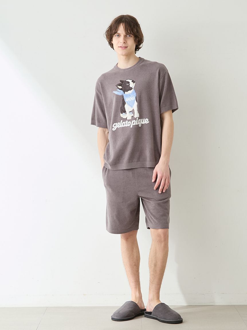 GELATO PIQUE HOMME「【ラッピング済み】【ONLINE限定】【HOMME】エアリーモコドッグジャガードプルオーバー&ハーフパンツセット」|ルームウェア|