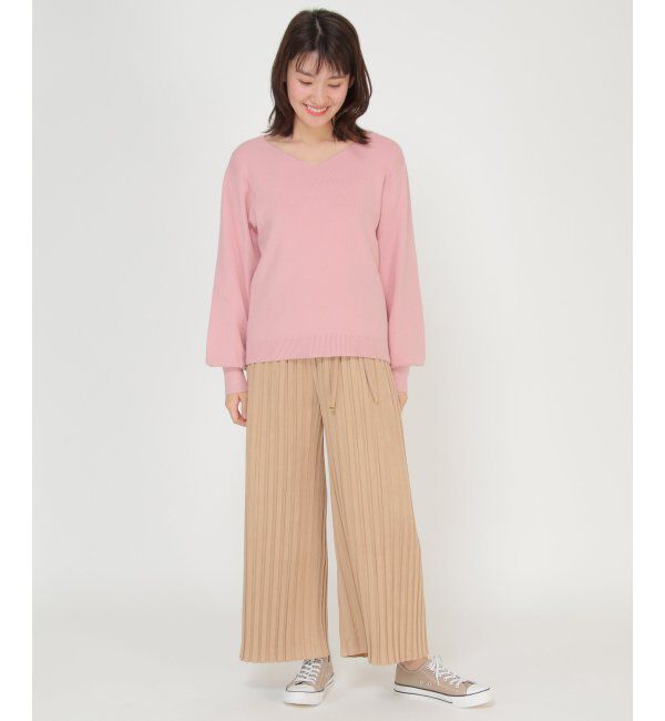 ikka「スウェードプリーツワイドパンツ」|その他|