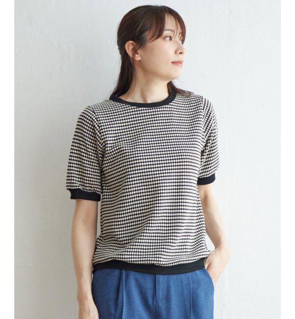 ikka「【雑誌 InRed 6月号掲載】ハニカム柄ジャガードカットソー」|Tシャツ・カットソー|
