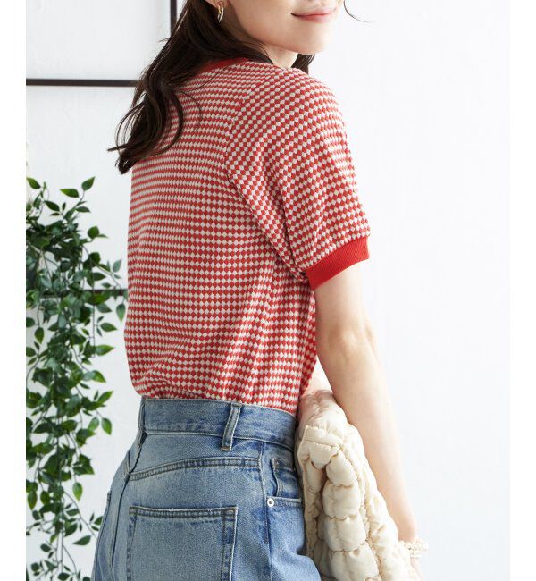 ikka「【雑誌 InRed 6月号掲載】ハニカム柄ジャガードカットソー」|Tシャツ・カットソー|