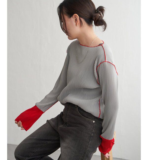 VENCE share style「プリーツ加工配色袖トップス」|その他|