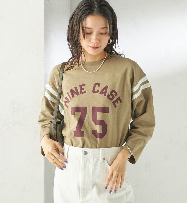 SHIPS for women「NINE CASE:〈洗濯機可能〉七分袖 フットボール TEE」|Tシャツ・カットソー|