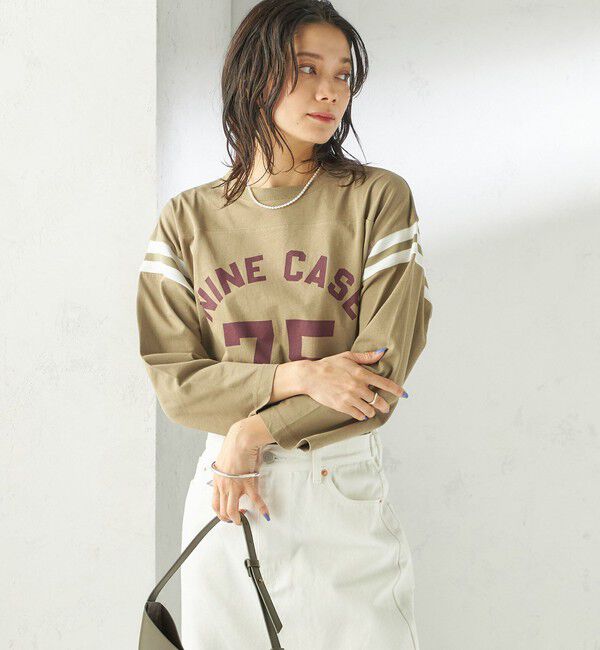 SHIPS for women「NINE CASE:〈洗濯機可能〉七分袖 フットボール TEE」|Tシャツ・カットソー|
