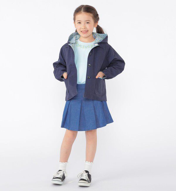 SHIPS KIDS「SHIPS KIDS:100～130cm /ラメ デニム プリーツ キュロット」|キュロット|
