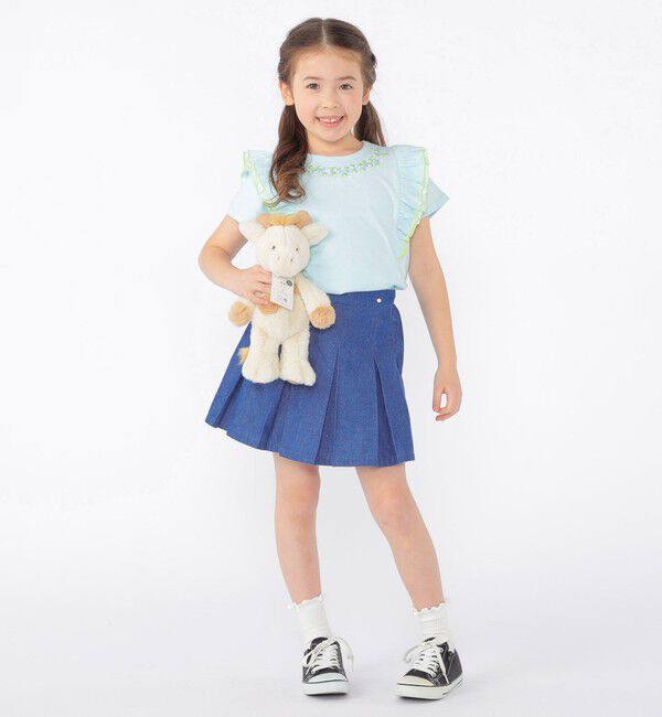 SHIPS KIDS「SHIPS KIDS:100～130cm /ラメ デニム プリーツ キュロット」|キュロット|
