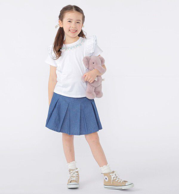 SHIPS KIDS「SHIPS KIDS:100～130cm /ラメ デニム プリーツ キュロット」|キュロット|