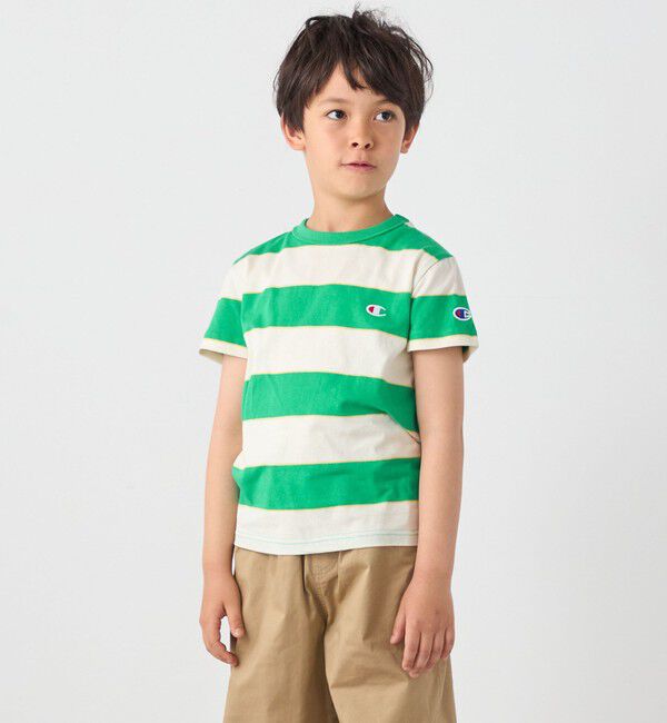 SHIPS any「Champion:〈洗濯機可能〉ワイド ボーダー ワンポイント 刺繍 Tシャツ<KIDS>」|Tシャツ・カットソー|