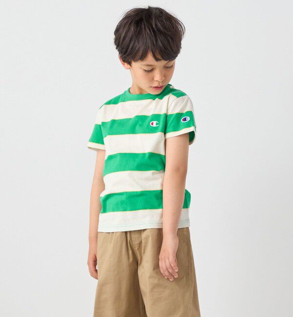 SHIPS any「Champion:〈洗濯機可能〉ワイド ボーダー ワンポイント 刺繍 Tシャツ<KIDS>」|Tシャツ・カットソー|