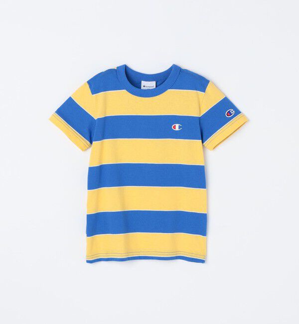 SHIPS any「Champion:〈洗濯機可能〉ワイド ボーダー ワンポイント 刺繍 Tシャツ<KIDS>」|Tシャツ・カットソー|ブルー