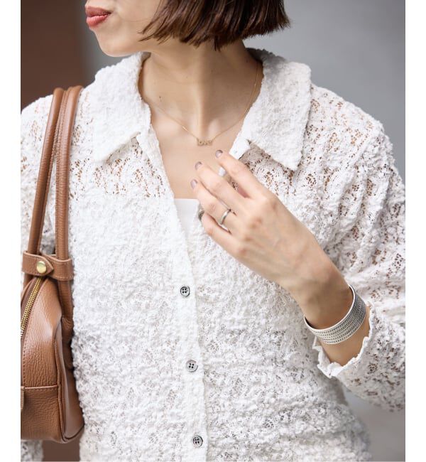 IENA「《追加》Flowerストレッチレース ポロシャツ」|Tシャツ・カットソー|