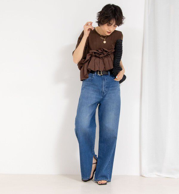 Rie Miller「【RM denim】スリットフレアハイウエストデニム」|デニム|