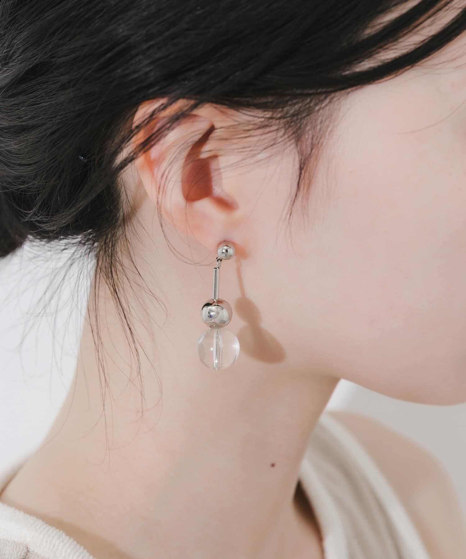 SMELLY「クリアメタルアシンメトリーピアス」|ピアス|