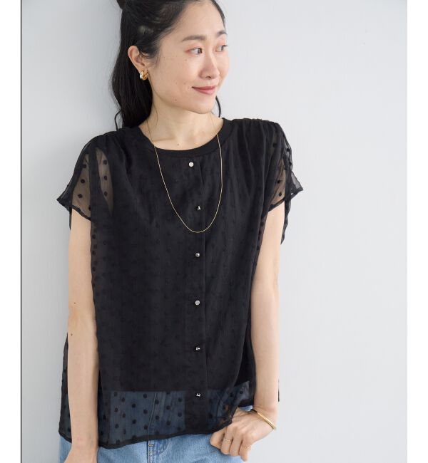  「2WAY楊柳フラワー刺繍ブラウス」|シャツ・ブラウス|