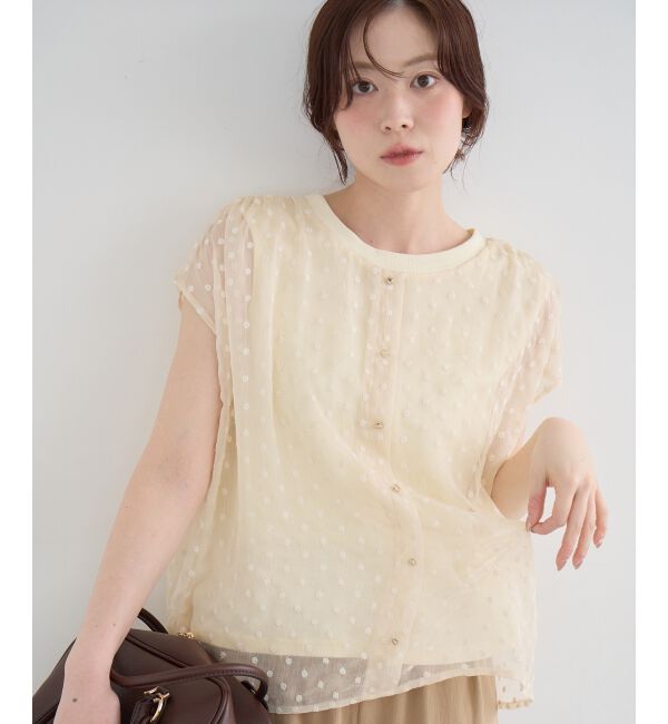  「2WAY楊柳フラワー刺繍ブラウス」|シャツ・ブラウス|