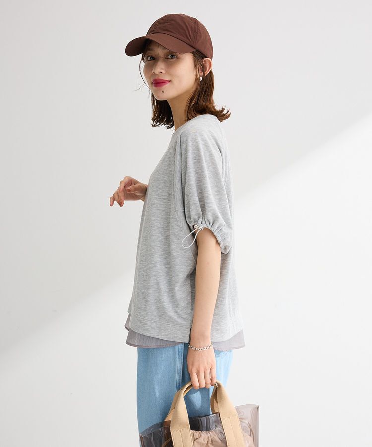Green Parks「袖ドロストシアー裏毛ドッキングプルオーバー」|Tシャツ・カットソー|