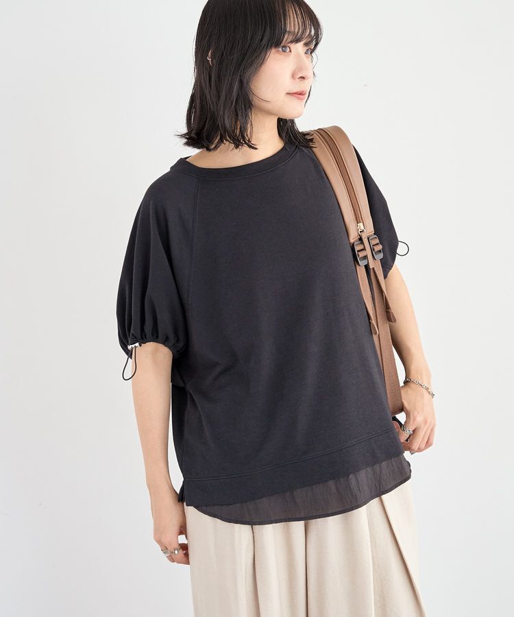 Green Parks「袖ドロストシアー裏毛ドッキングプルオーバー」|Tシャツ・カットソー|