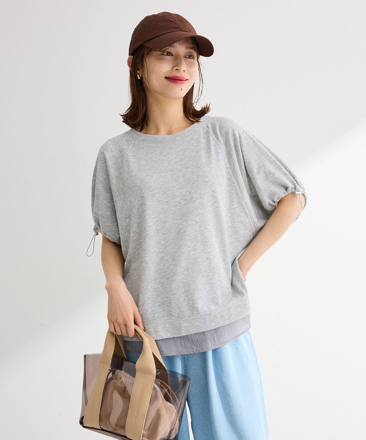 Green Parks「袖ドロストシアー裏毛ドッキングプルオーバー」|Tシャツ・カットソー|