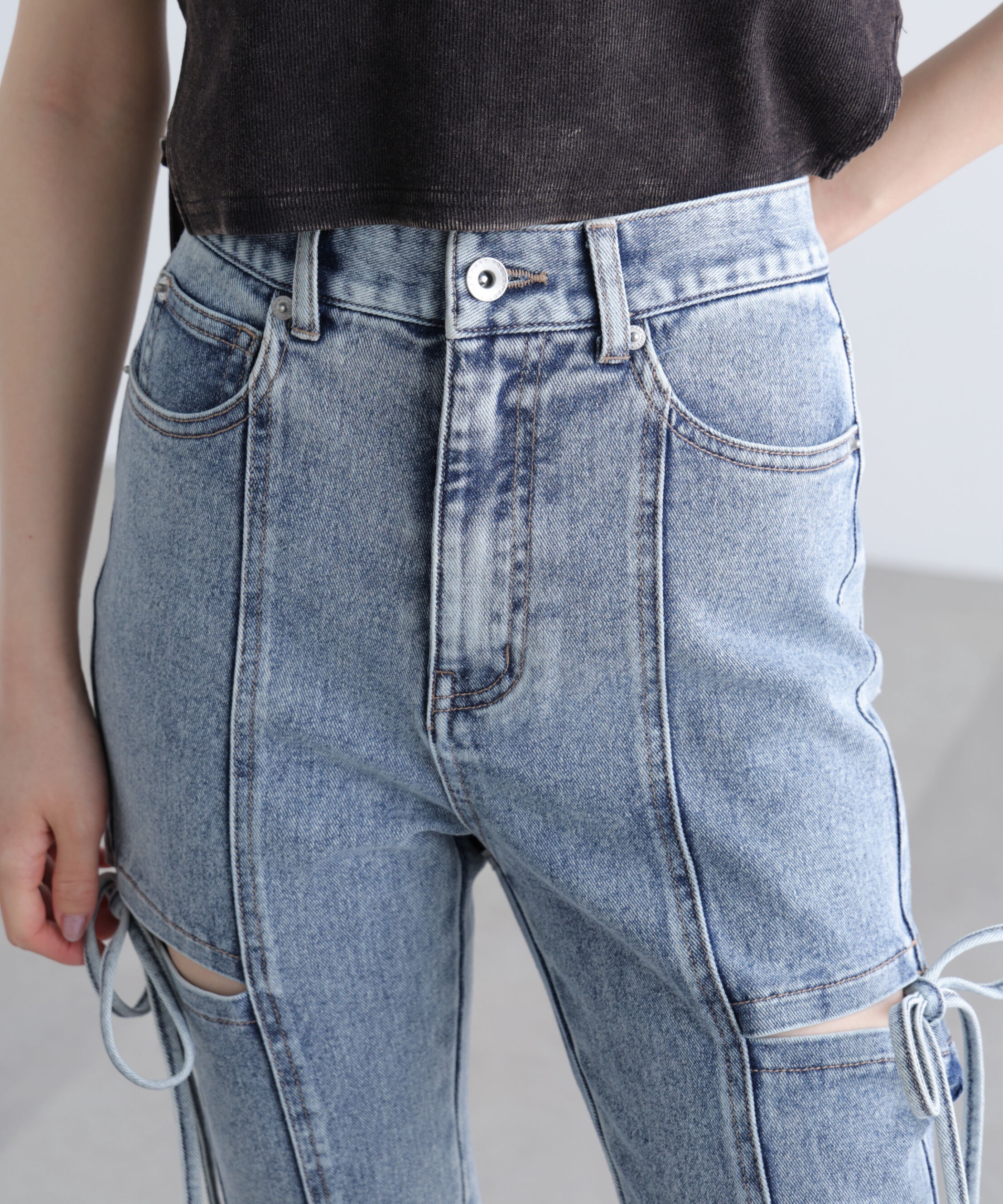  「[低身長サイズ/Sシリーズ]サイドカットフレアデニムパンツ」|その他|