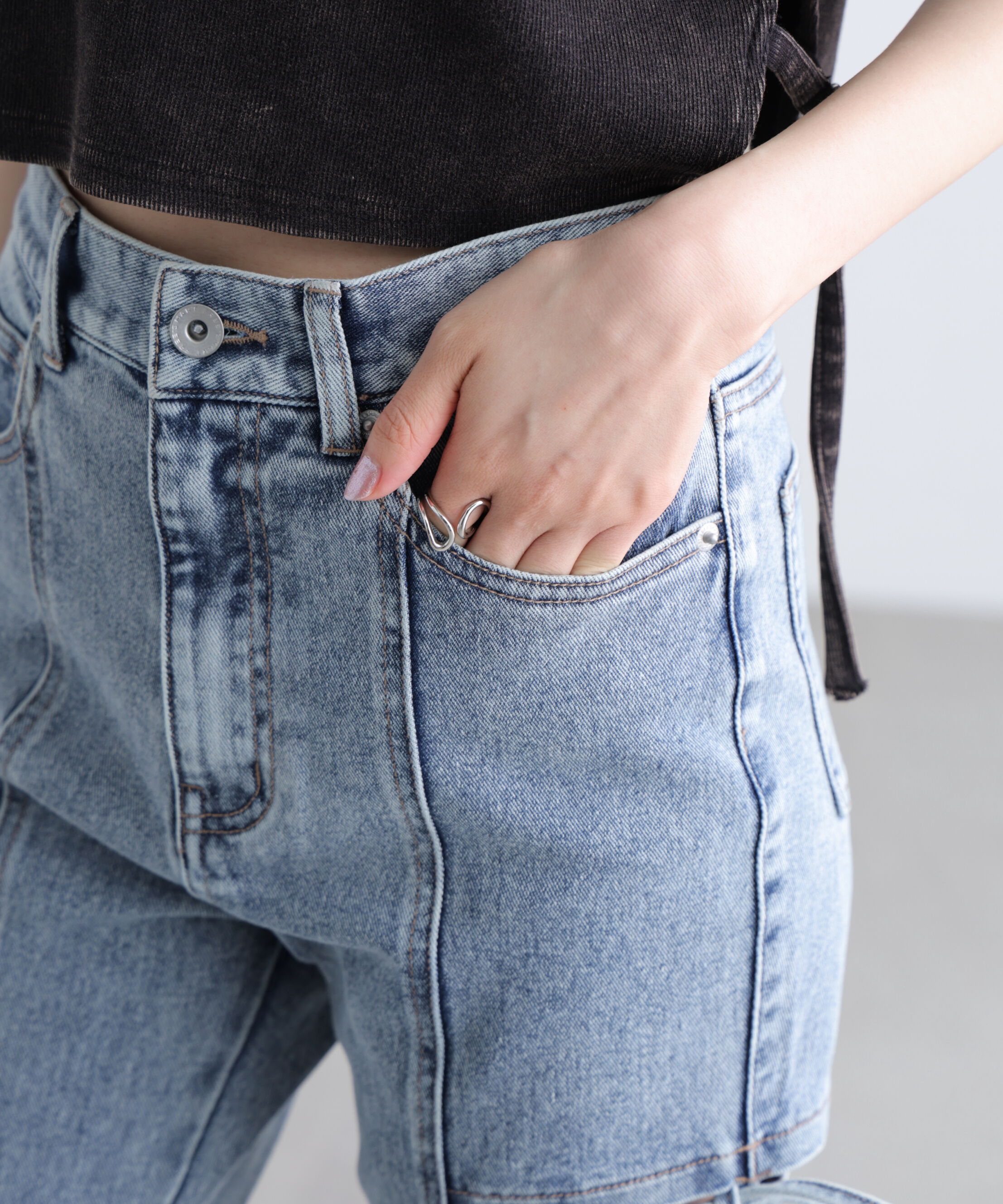  「[低身長サイズ/Sシリーズ]サイドカットフレアデニムパンツ」|その他|