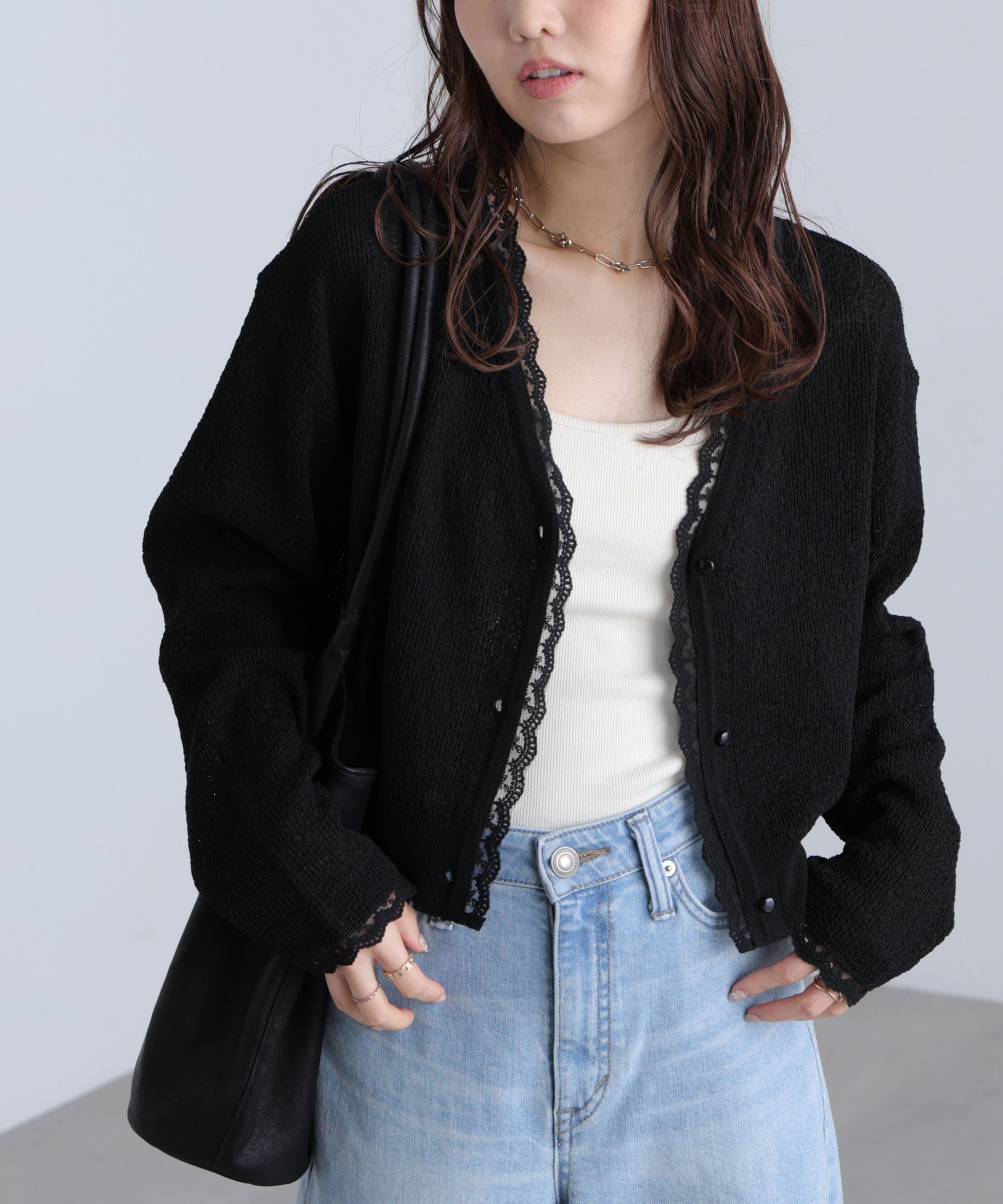  「〈MFM〉レーストリムカーディガン」|ニット・セーター|