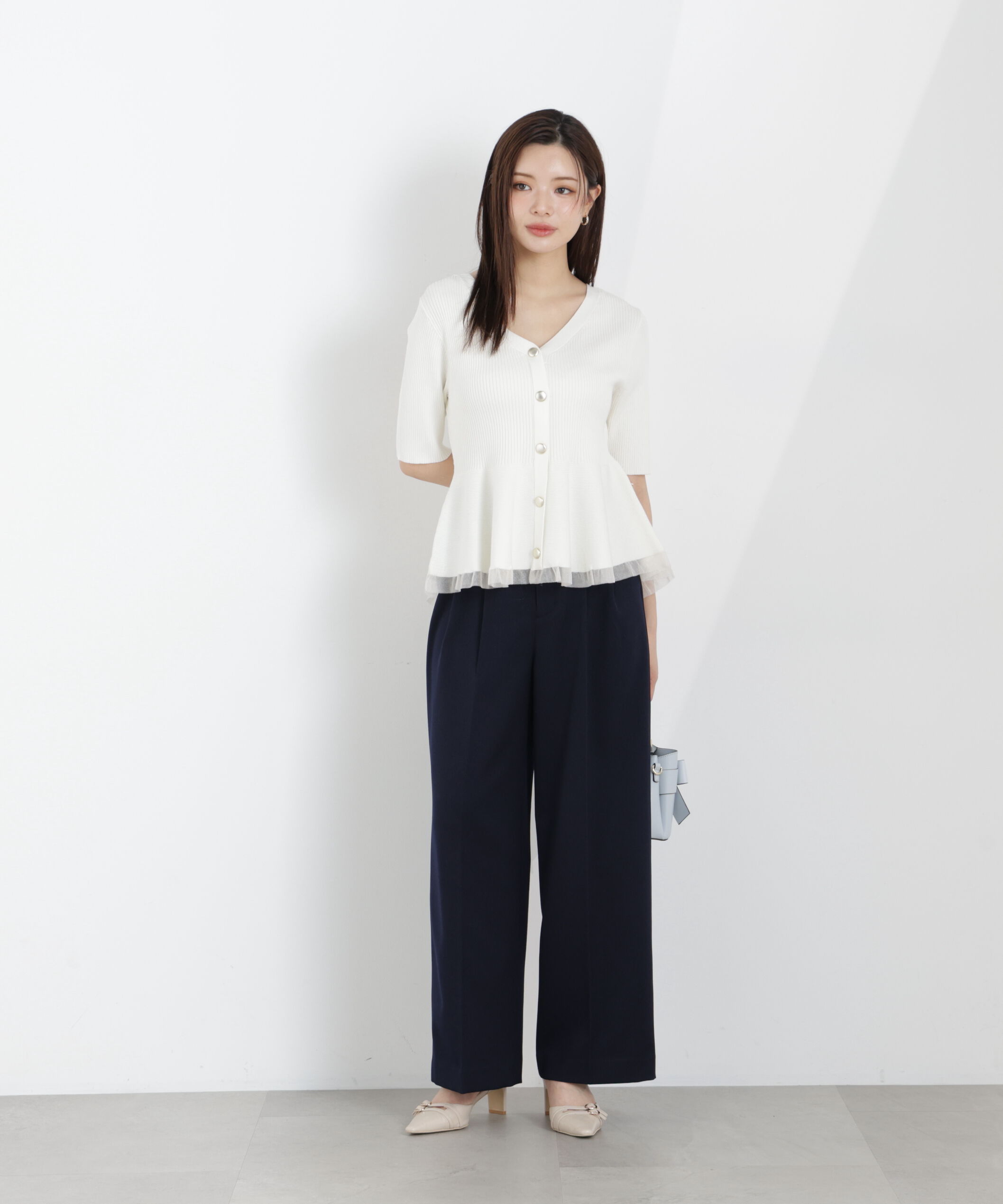 PROPORTION BODY DRESSING「部分シアーペプラムニット　26SS」|ニット・セーター|
