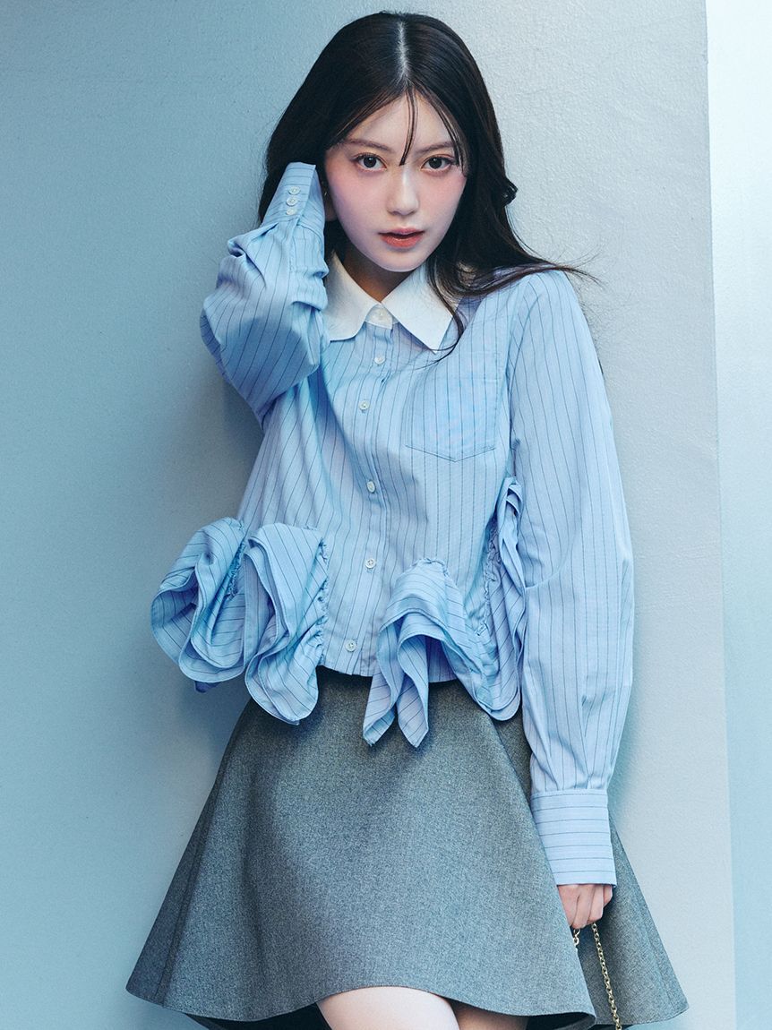 SNIDEL「ヘムボリュームシャツ」|シャツ・ブラウス|STRIPE