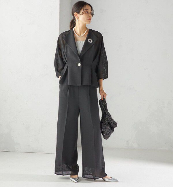 SHIPS for women「troisiemeCHACO:〈洗濯機可能〉メッシュ ワイド パンツ（セレモニー対応可）」|その他|