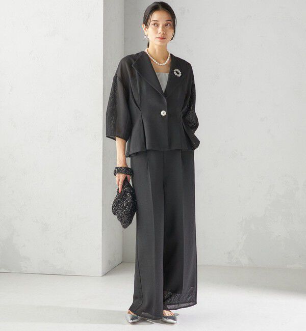 SHIPS for women「troisiemeCHACO:〈洗濯機可能〉メッシュ ワイド パンツ（セレモニー対応可）」|その他|