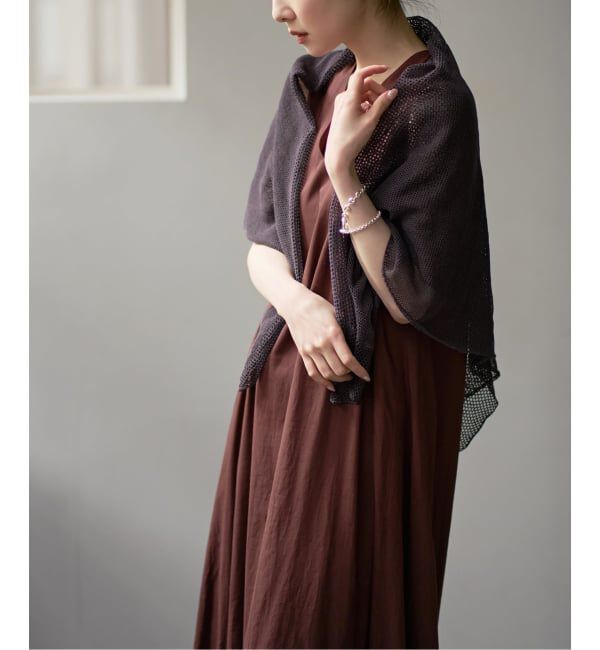 NOBLE「THROW/スロー Linen Cross Mesh Scarf」|ストール|